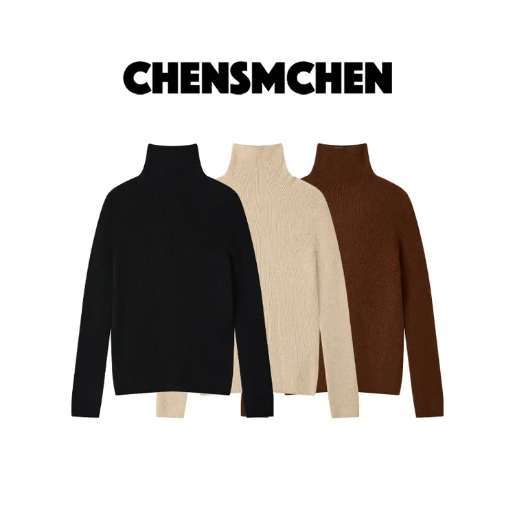 CHENSMCHEN 100山羊绒纯色简约针织衫女百搭显瘦打底衫CSR10155SL