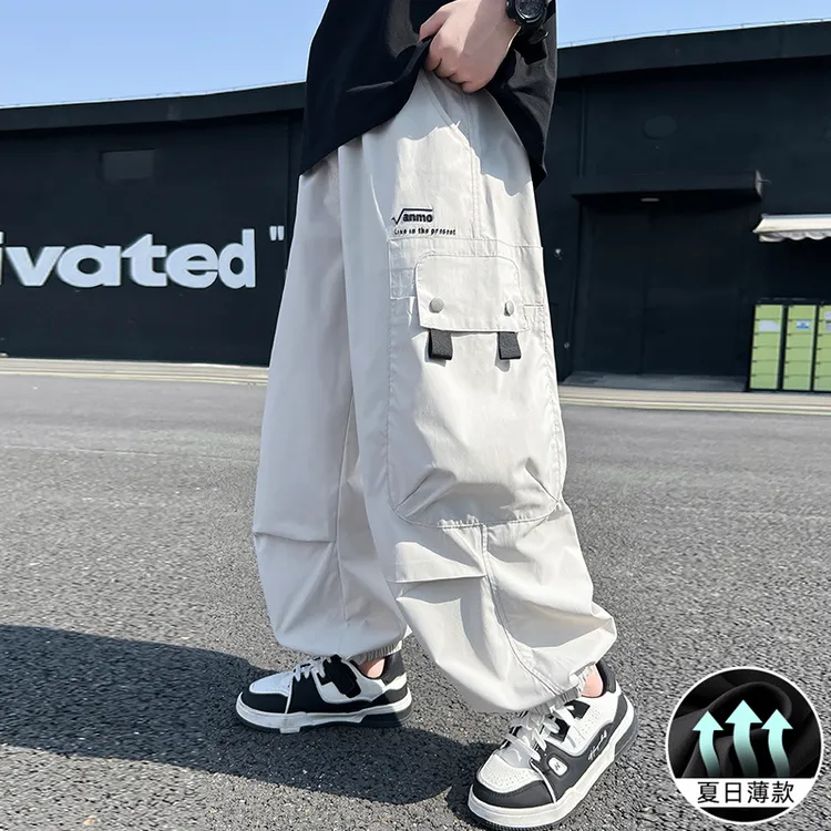 儿童装男童夏装薄款裤子2025新款夏季中大童防蚊工装裤夏款休闲裤