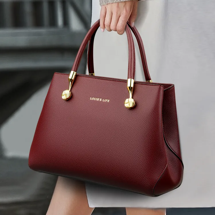 路易生活女士真皮手提包2025新款大气中年妈妈包百搭轻奢斜挎包潮