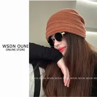 【谁带谁好看】100%澳毛秋冬女韩系百搭褶皱堆堆帽卷檐包头针织冷帽