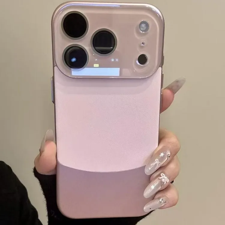 ins拼色素皮纹适用于苹果17ProMax手机壳16Pro水晶镜头膜15/14