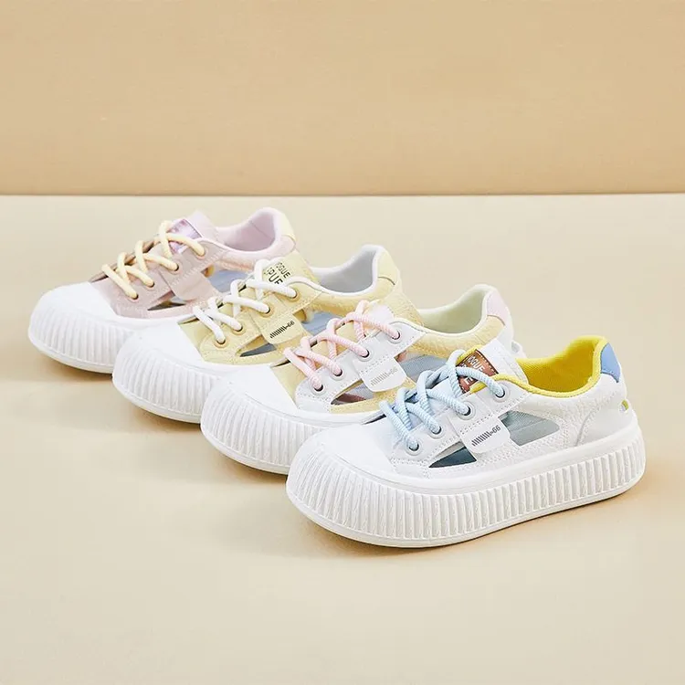 新款女厚底透气2025板鞋ins镂空韩版M63休闲鞋夏季学生小白鞋