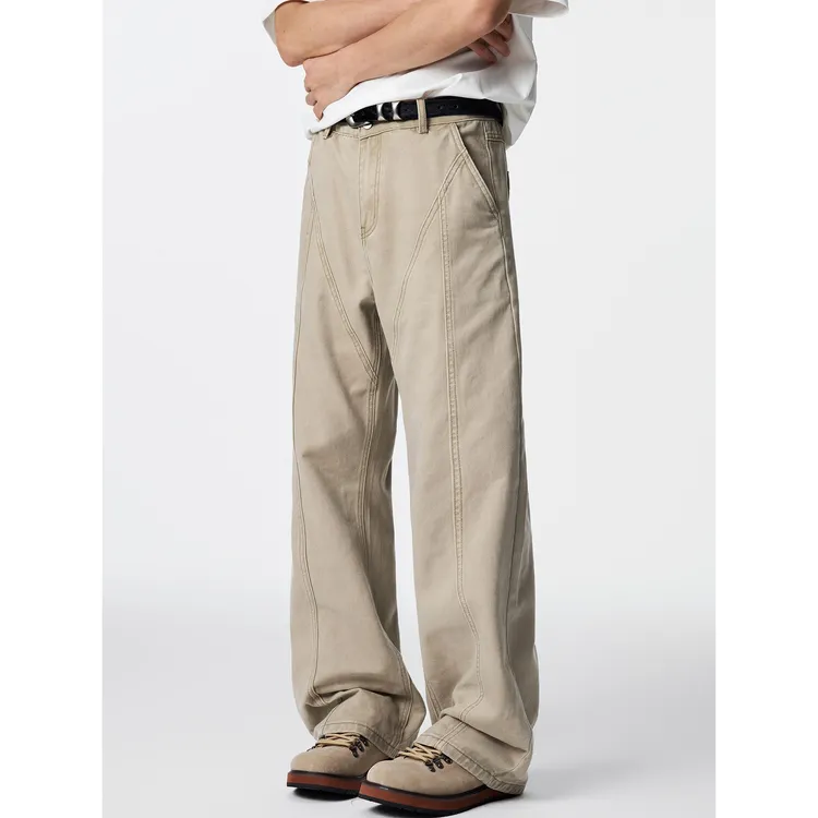 GTRG美式街头复古水洗做旧牛仔裤男宽松美拉德解构设计感休闲长裤