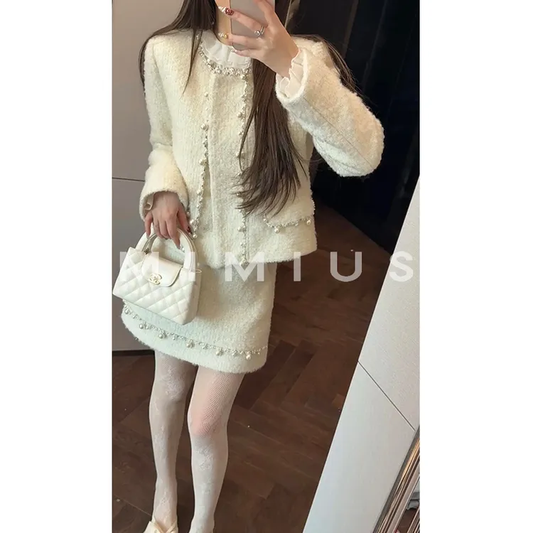 【mimius】P 可溯源三星安心羽绒 重工钉珠小香外套+裙裤汉服G12272