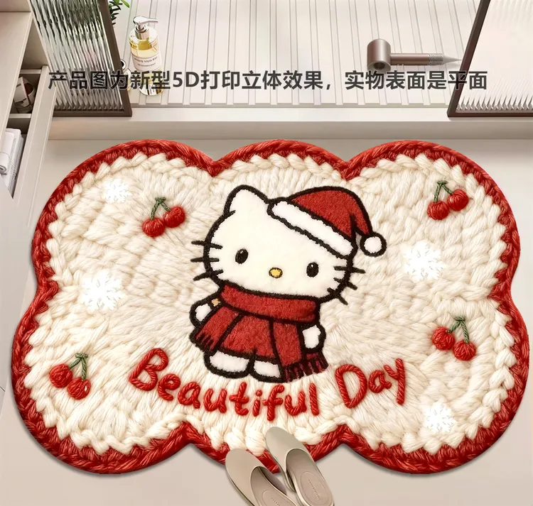 《加大尺寸》5D效果仿亚麻毛线编织风大门口卫生间地毯硅藻泥底垫女