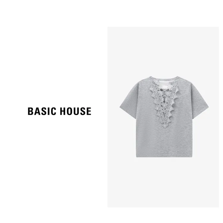 Basic House/百家好夏季时尚百搭常规短袖针织衫-B0625B5AHP2