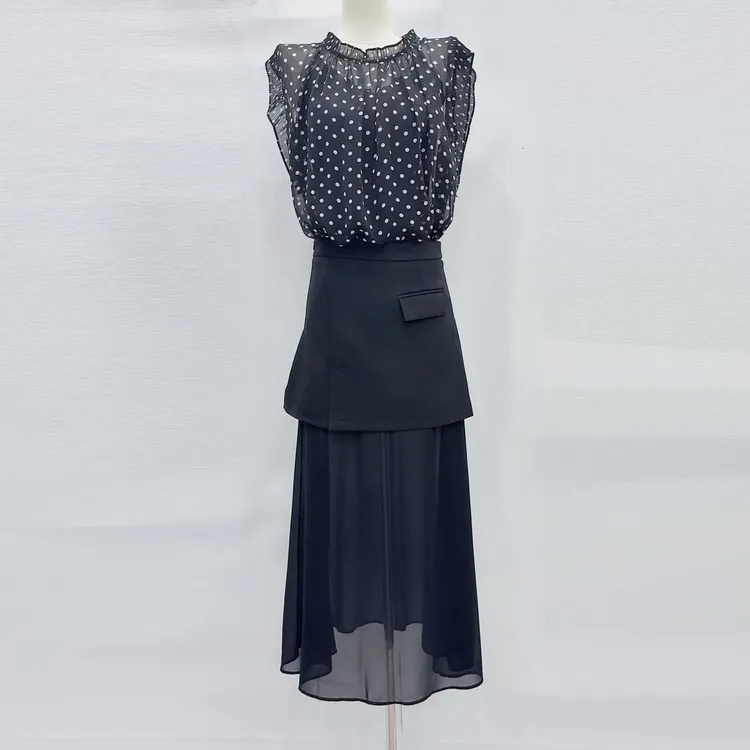 气质女神范高端套装女装2025新款夏季名媛波点上衣长款半身裙套装