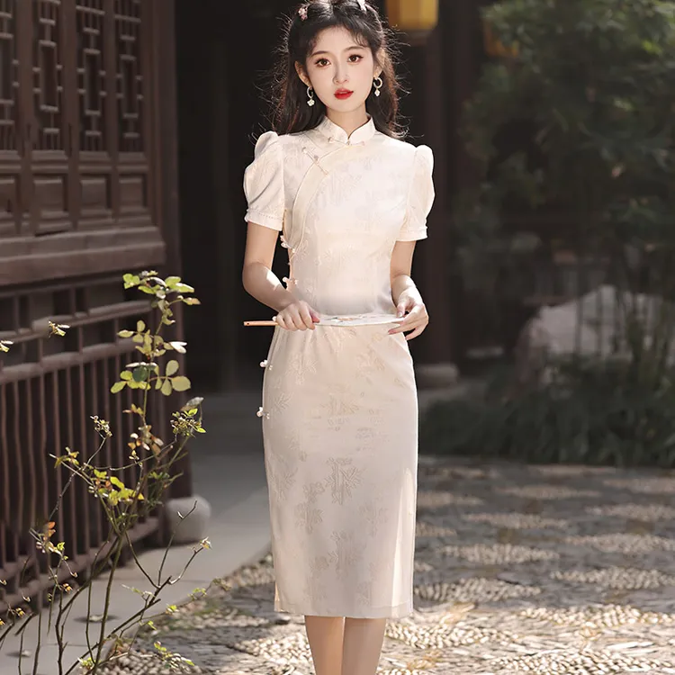 日常年轻款改良旗袍新款2025年轻款女国风复古修身气质夏季中长款