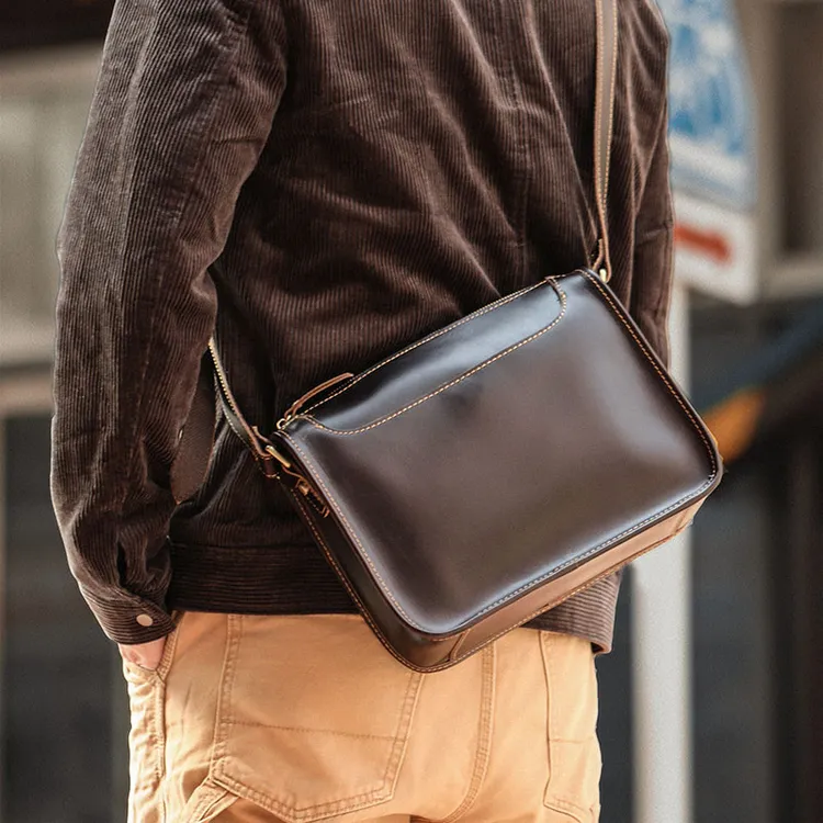 原创男士包包单肩包斜挎包手工真皮休闲挎包邮差包牛皮包男斜肩包