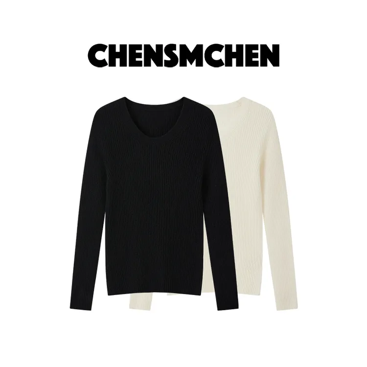 CHENSMCHEN 100山羊绒纯色简约针织衫女百搭显瘦打底衫CSR10166SL