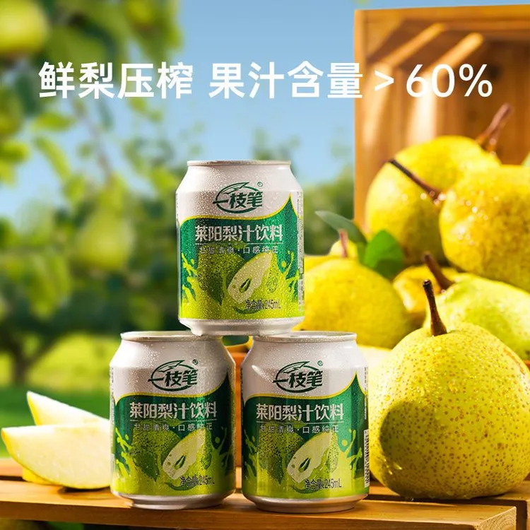 一枝笔山里红山楂汁莱阳梨汁芒果汁饮料245ml*10罐组合装果汁饮品