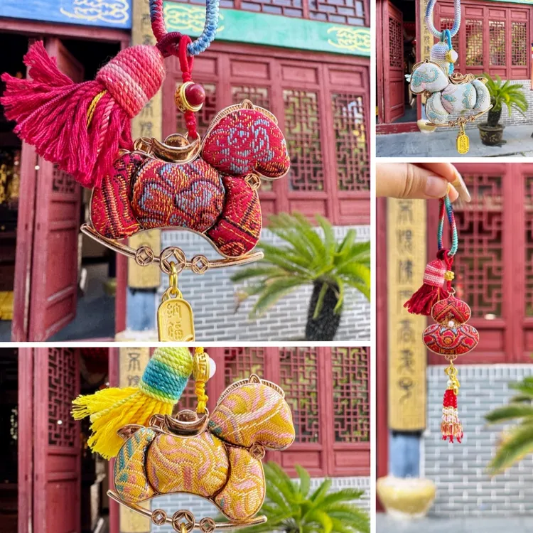 【宋锦】杭州灵隐2026新款宋锦马年葫芦包挂小马新年吉祥挂饰文创礼