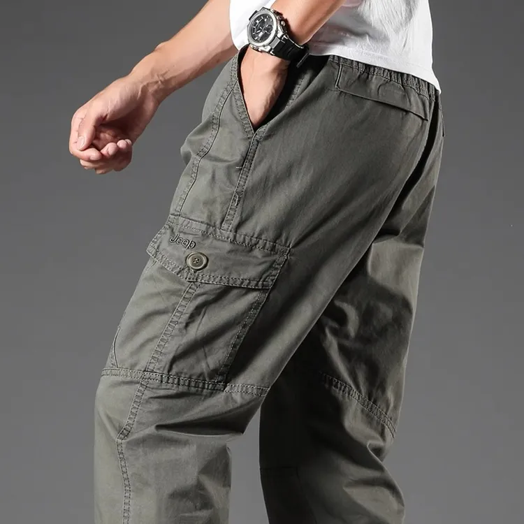 博利凯葆碟夏季薄款微弹高腰休闲裤男士时尚直筒宽松多口袋工装裤