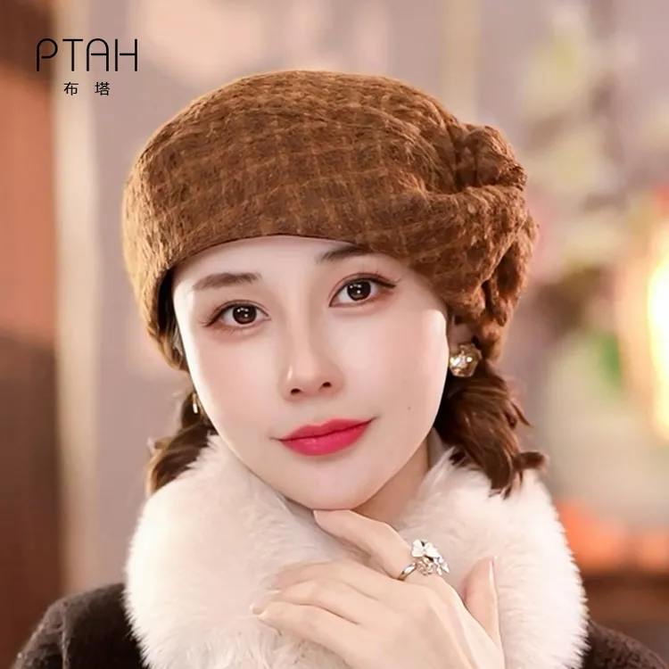 【羊毛扭结帽】羊毛混纺礼帽软帽百搭复古帽子女2025秋冬2182