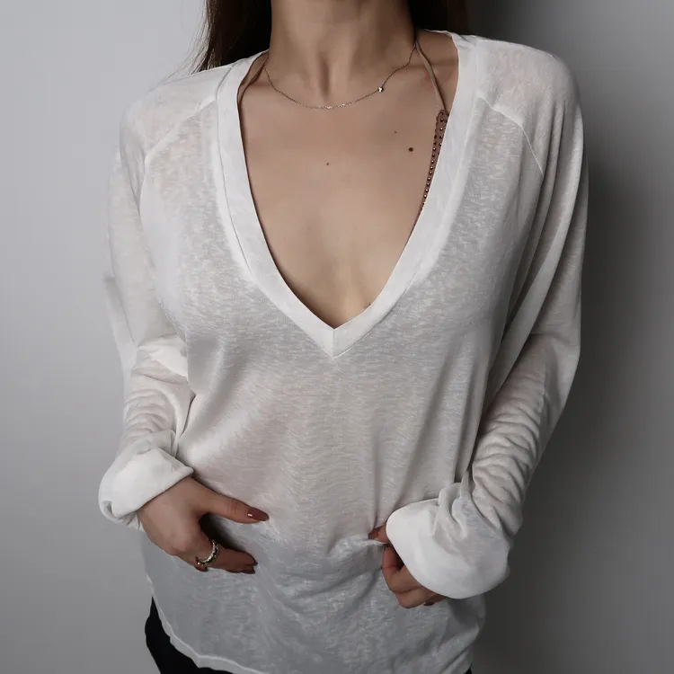 【DB QUEEN原创】MANDALA设计V领宽松冰丝纯棉微透长袖练功服T恤