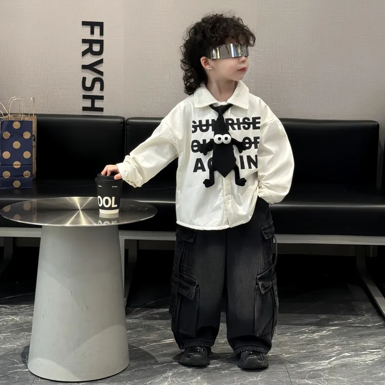 BF韩系潮童优质版/加绒字母领带衬衫保暖外套搭配王！