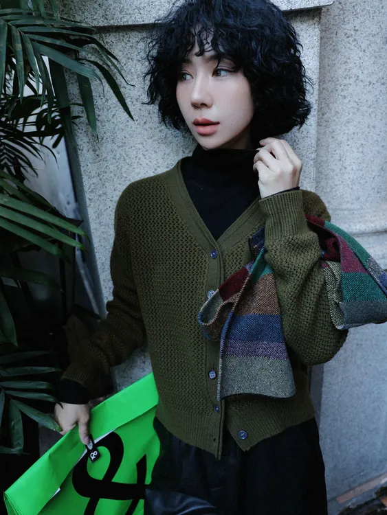 TT设计师【草长莺飞】复古感高级感编织羊毛针织衫TT191078