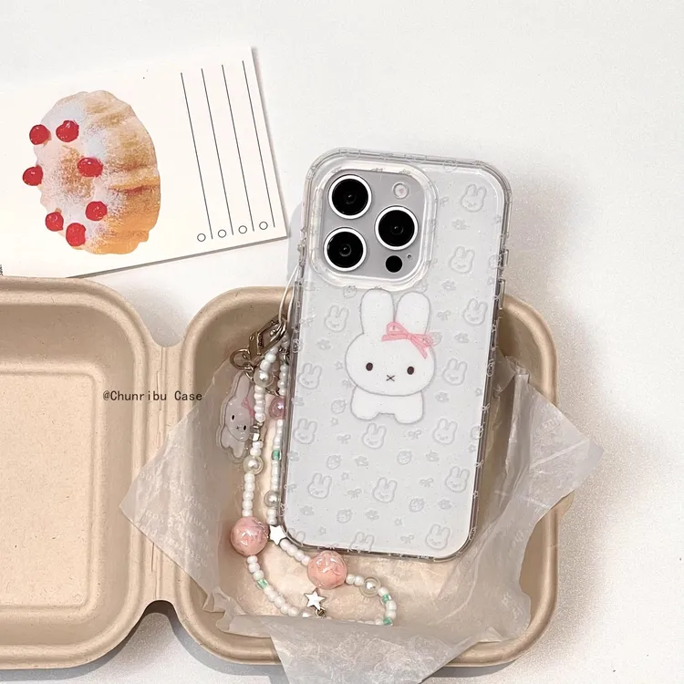 【自带ai按键】粉蝴蝶结米菲兔适用苹果17/16promax手机壳15/14/13