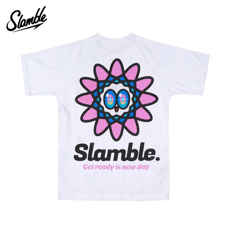 SLAMBLE夏季新款印花运动短袖T恤男女情侣圆领速干透气休闲半袖潮