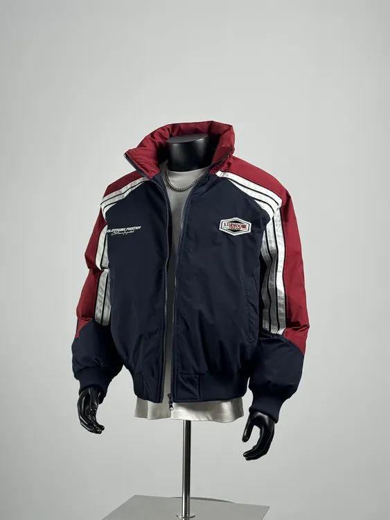 美式潮牌拼色立领工装棉服男冬季加厚保暖棉衣休闲刺绣百搭外套潮