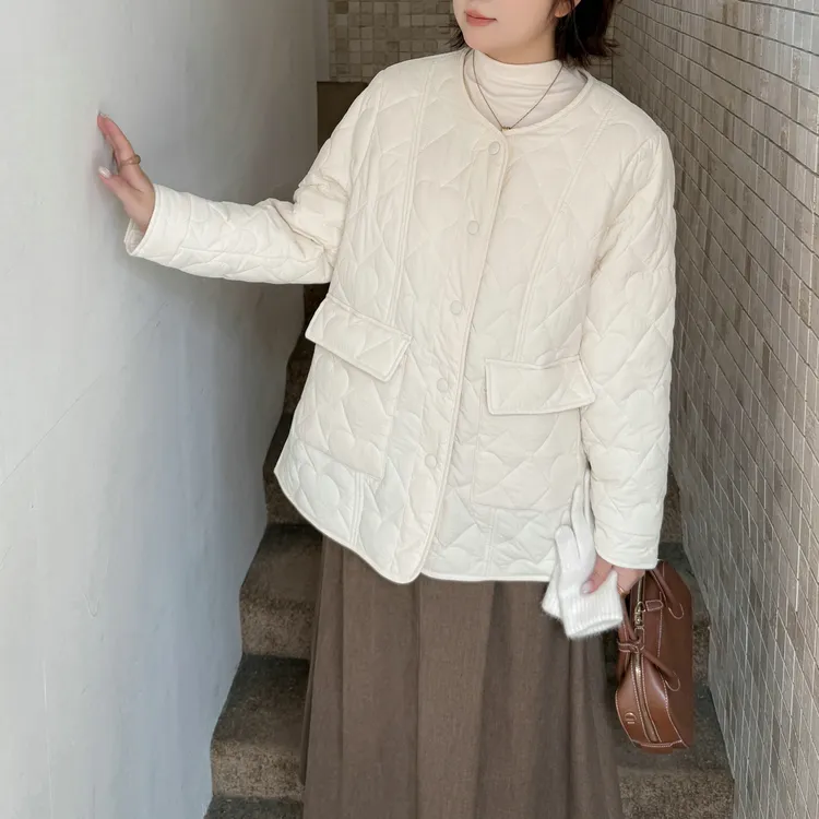 2025秋冬款文艺风大码棉服外套女不规则爱心裥棉保暖宽松圆领上衣