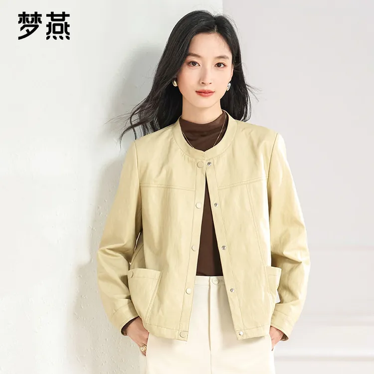 梦燕春秋女时尚百搭气质大方宽松休闲舒适简约短款茄克AA06B5013