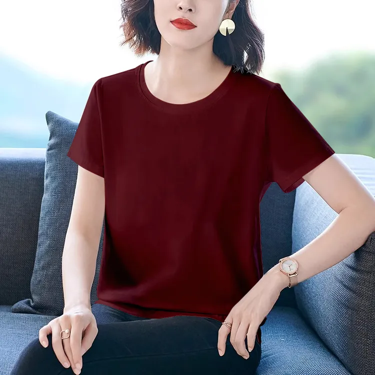 新爆款安可拉红打底衫夏季大码短袖圆领女款宽松显瘦百搭女士T恤