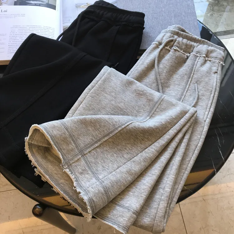 特大码300斤秒变大长腿上身2025新款巨显瘦高腰抽绳阔腿休闲裤女