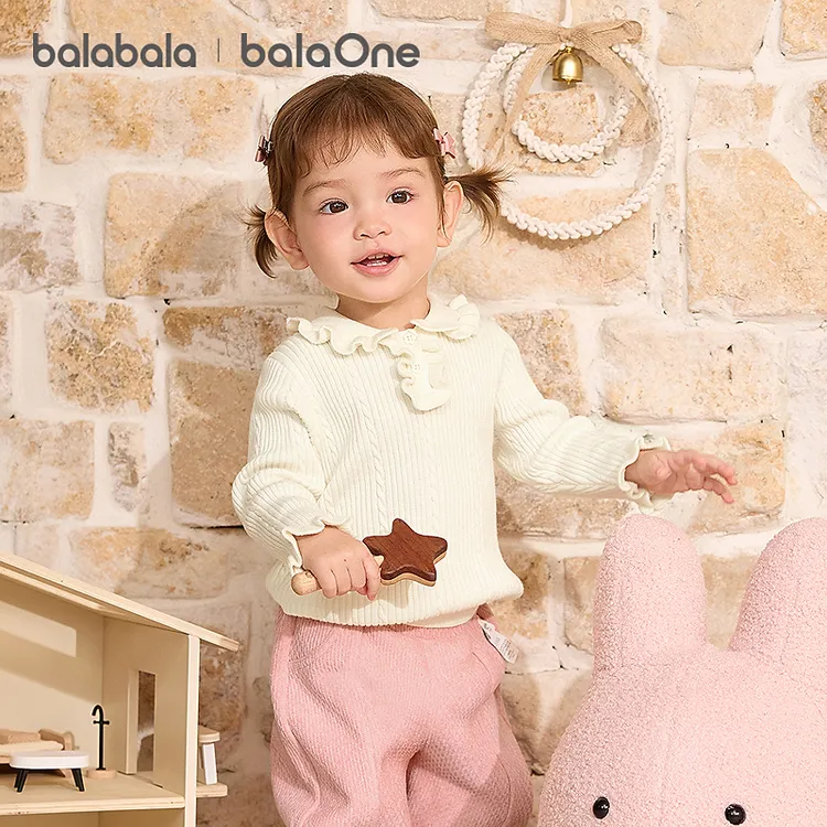 【balaOne】巴拉巴拉童装宝宝毛衣2025新款冬装婴儿针织衫女童毛衫