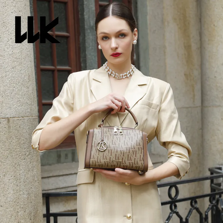 【气质礼物】手提饭盒包 花棕色25.5cm 手提单肩斜挎女包-LLK310