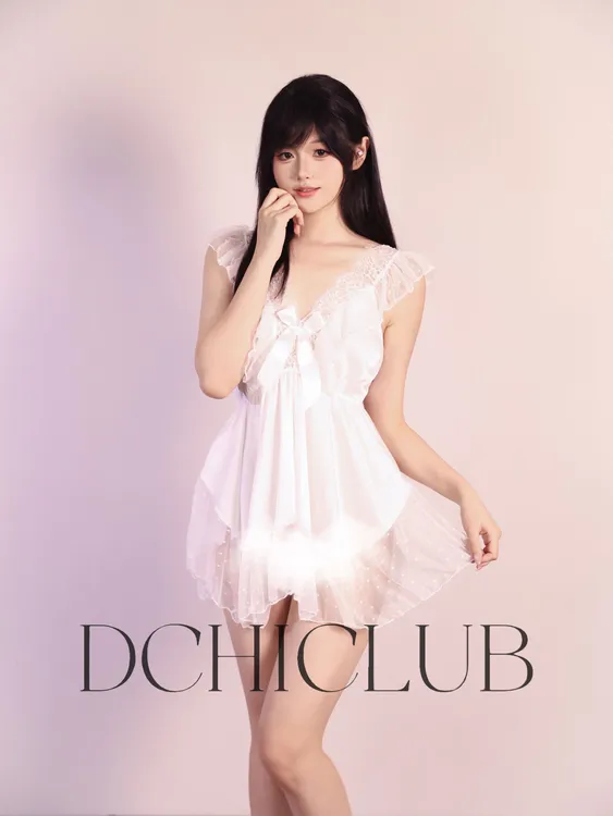 【DCHI】欲纱-性感蕾丝镂空露背式超短睡裙