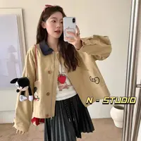 （减龄米奇外套）韩国代购2025显瘦卡通刺绣翻领短外套女无配饰C947