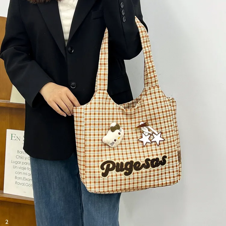 【设计师款】7120单肩包格纹甜美风斜挎式单肩斜挎多用包文艺风