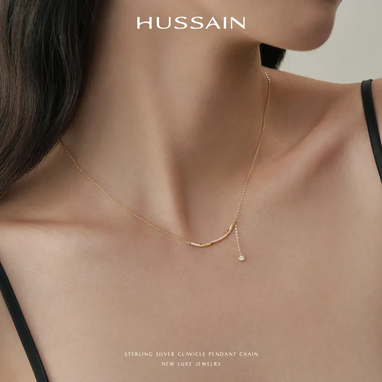 赫生HUSSAIN一川风月微笑项链轻奢小众锁骨