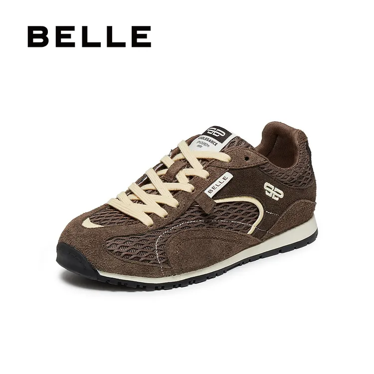 百丽透气大网孔阿甘鞋女2025秋新时尚撞色薄底运动休闲鞋B2814CM5