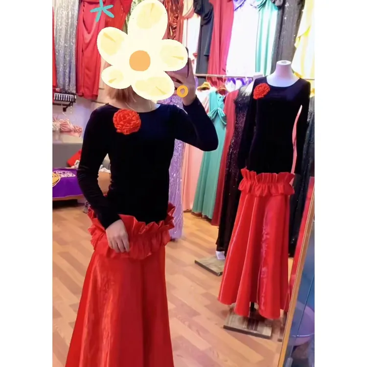 新款高领一字肩软绵拉丁舞摩登舞女士上衣