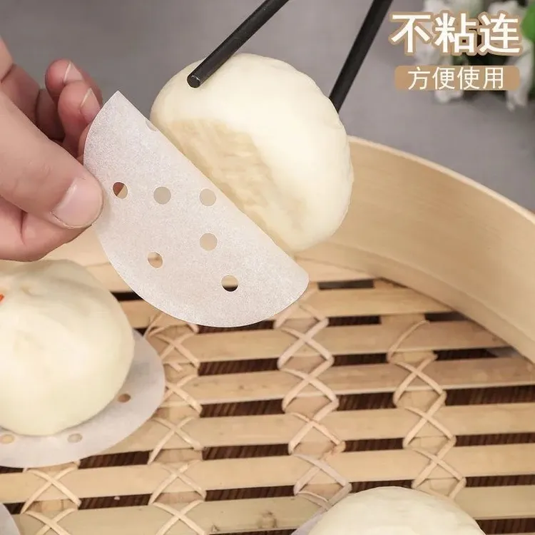 一次性蒸笼纸家用蒸包子馒头垫子蒸锅透气圆形油纸耐热