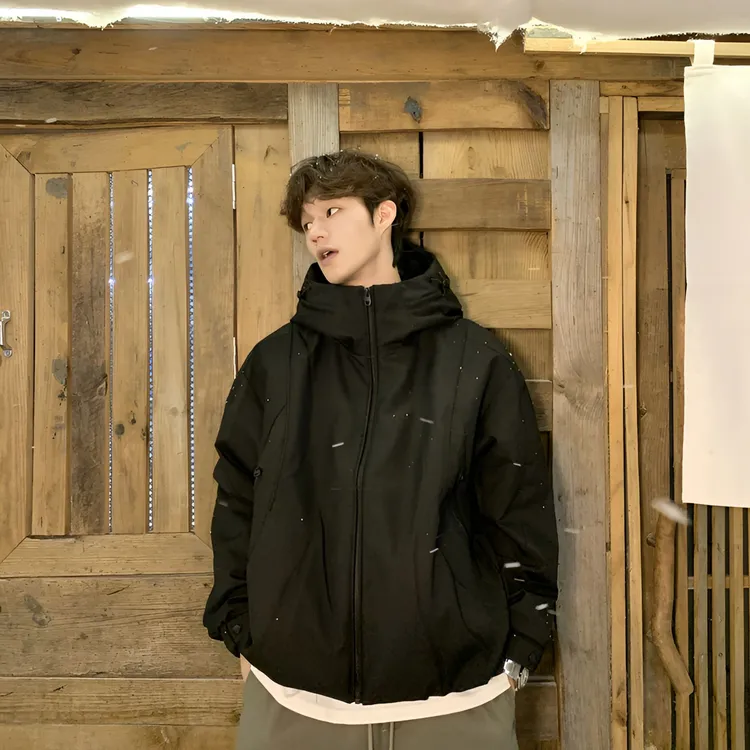 【YINMING】90白鸭绒连帽工装美式立体裁剪男士百搭休闲抗寒外套