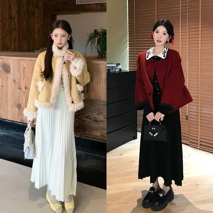 SHAOER【半熟冬日】珠片设计松紧大裙摆高腰半身裙 S725Z16901