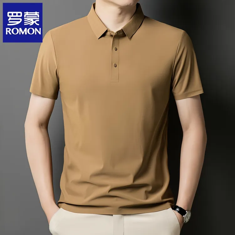 Romon/罗蒙冰丝短袖polo衫男士夏季新款商务休闲爸爸装t恤上衣潮T