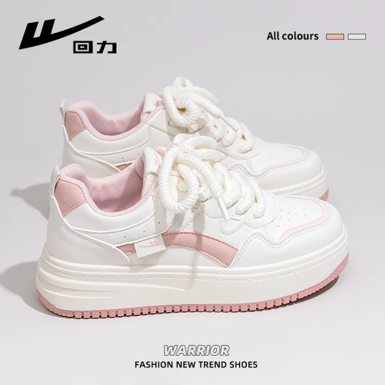 回力樱花粉厚底增高板鞋女2026春季新款轻便休闲鞋小众百搭小白鞋商品图