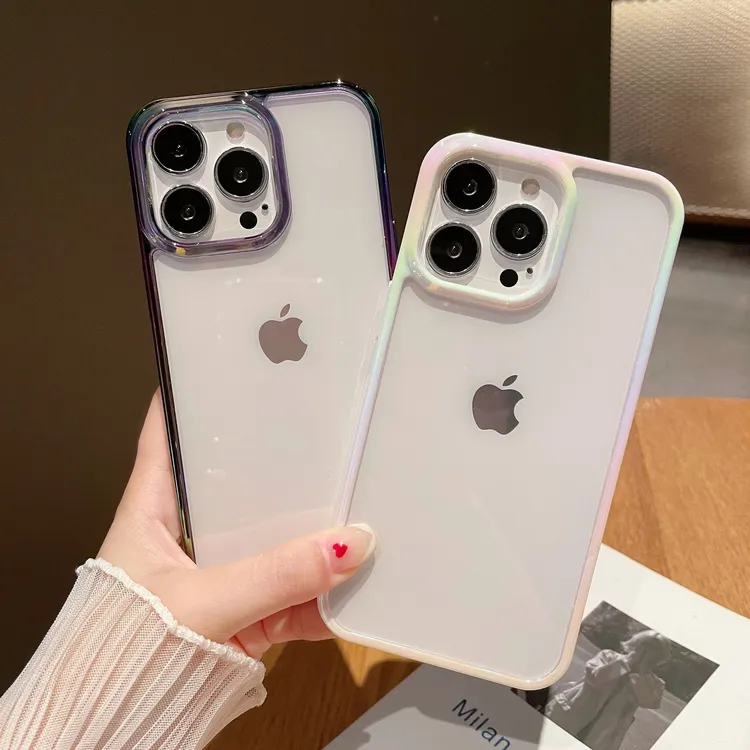 日韩高颜值撞色果冻适用苹果16ProMax手机壳15简约14透明13防摔12