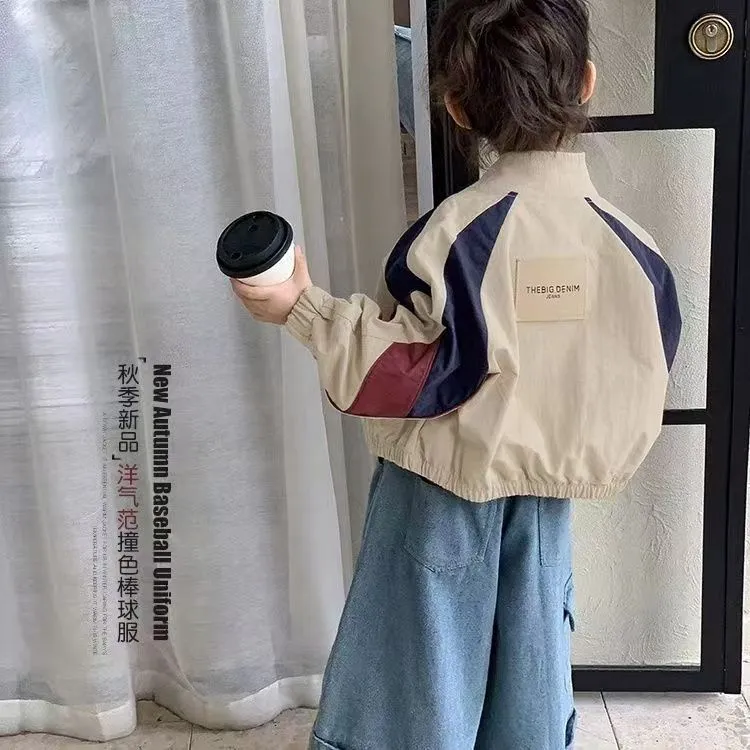 女童棒球服外套秋装2025新款儿童超好看上衣撞色立领女孩秋季夹克