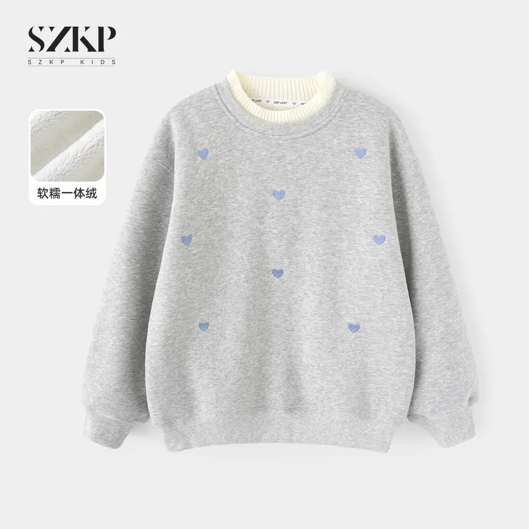 SZKP冬季新款女童装保暖上衣中大童休闲儿童加厚卫衣YNYD557091