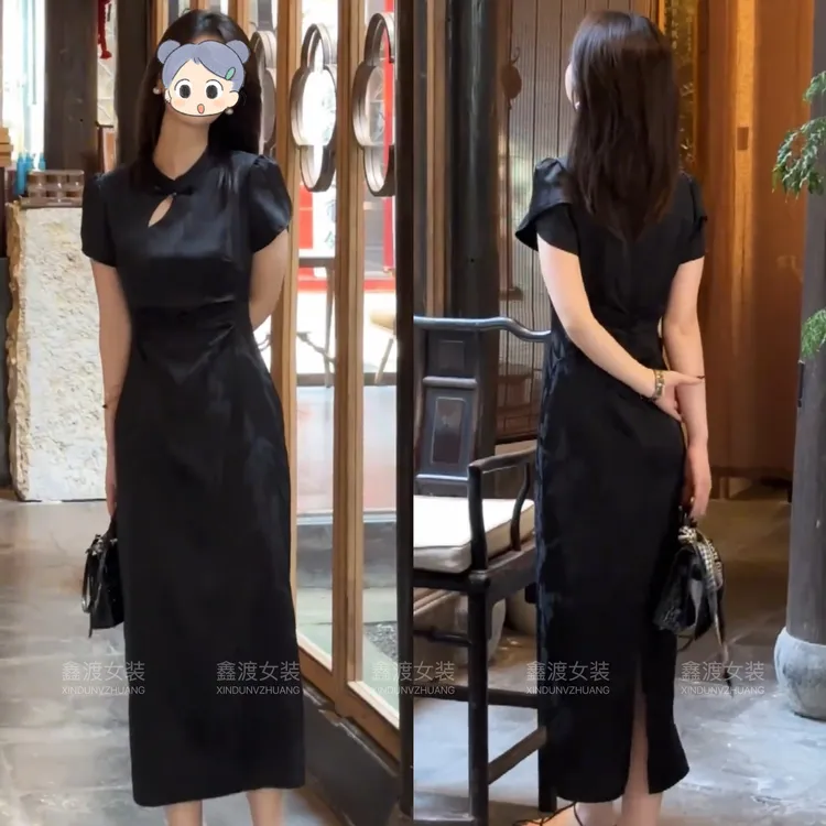 2025夏季新款时尚显瘦气质女士网红洋气连衣裙百搭款D5503