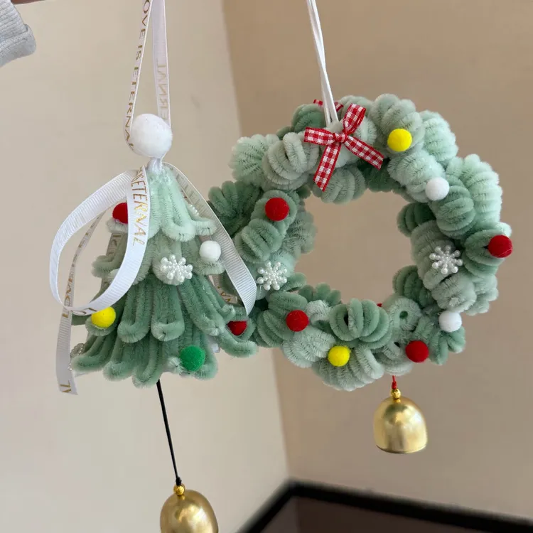 创意可爱扭扭棒圣诞树花环挂件手工diy材料圣诞装饰送闺蜜礼物