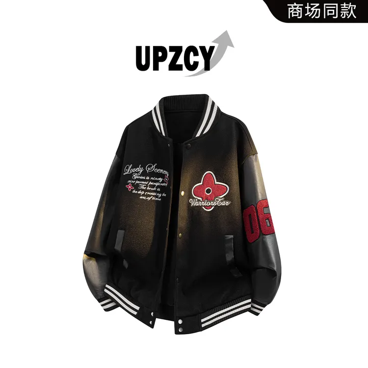 UPZCY美式刺绣棒球服夹克男士秋季宽松休闲潮流外套轻奢痞帅男装