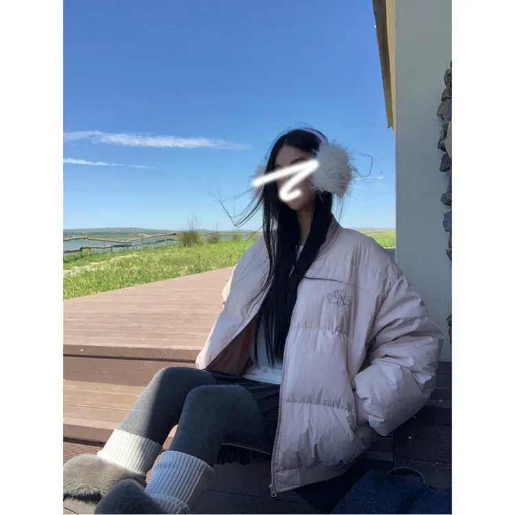 百搭宽松韩版棉服女款秋冬季2025新款巨好看的短款保暖粉色外套女