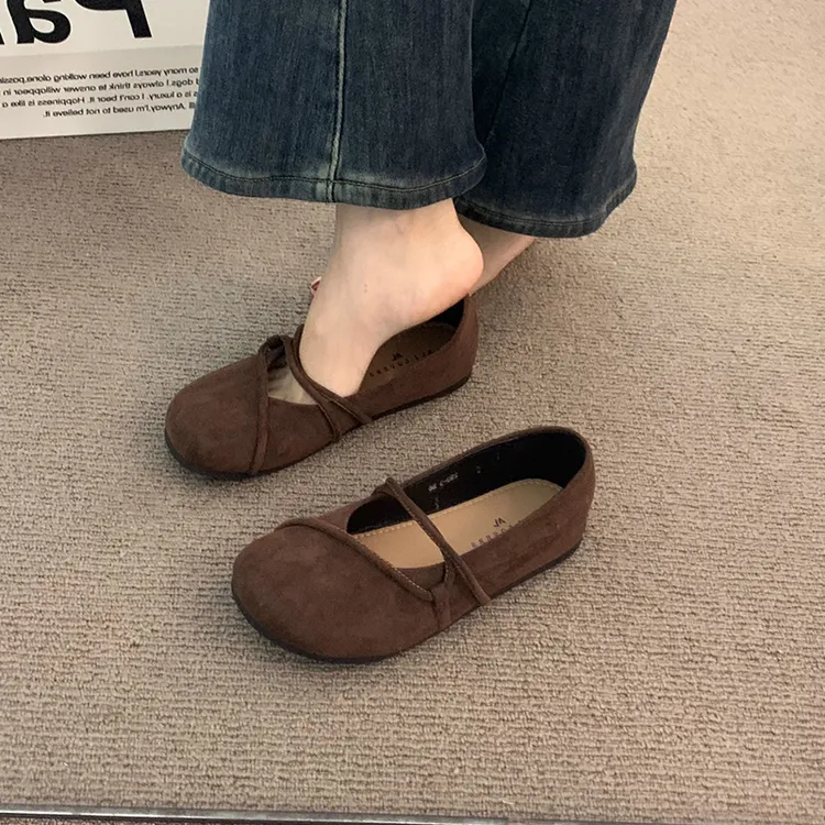 森系复古圆头软底全包勃肯鞋女外穿2025春季平底单鞋芭蕾舞奶奶鞋