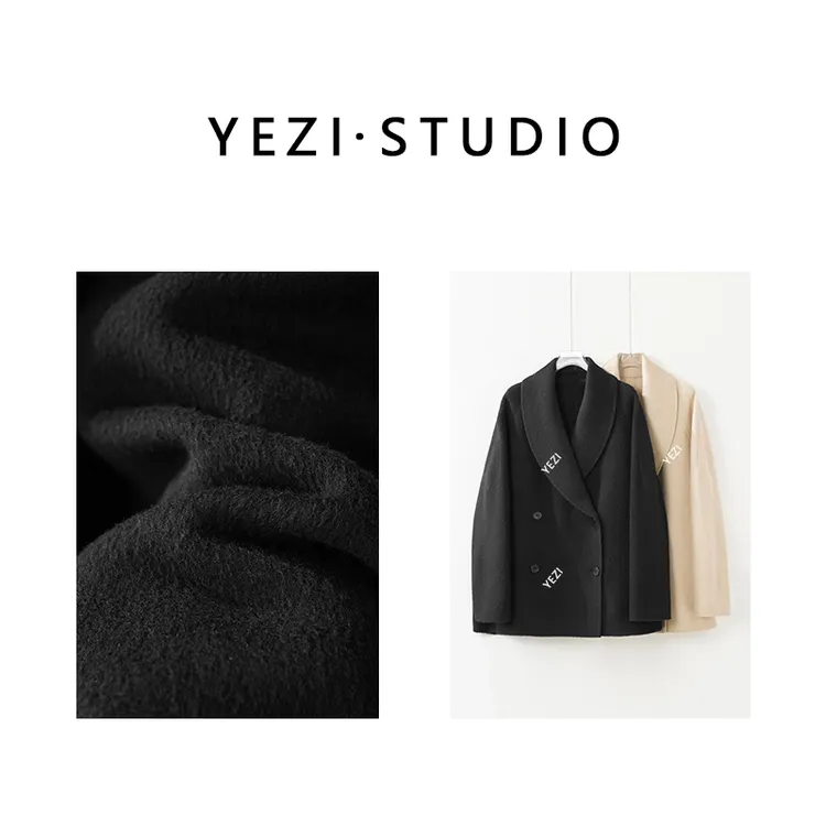 【简奢大衣】百百骆驼绒青果领双排扣静奢气质中长款大衣25409026